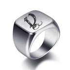 Wide men's initial ring d