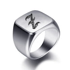 Wide men's initial ring z