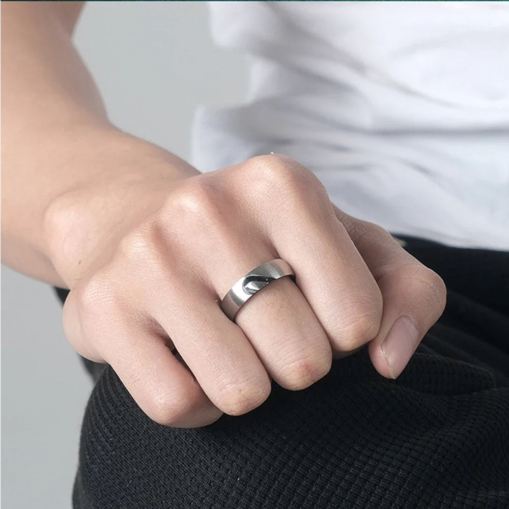 Proof of Love Ring "I Love You" with Black Heart or Black Crystal