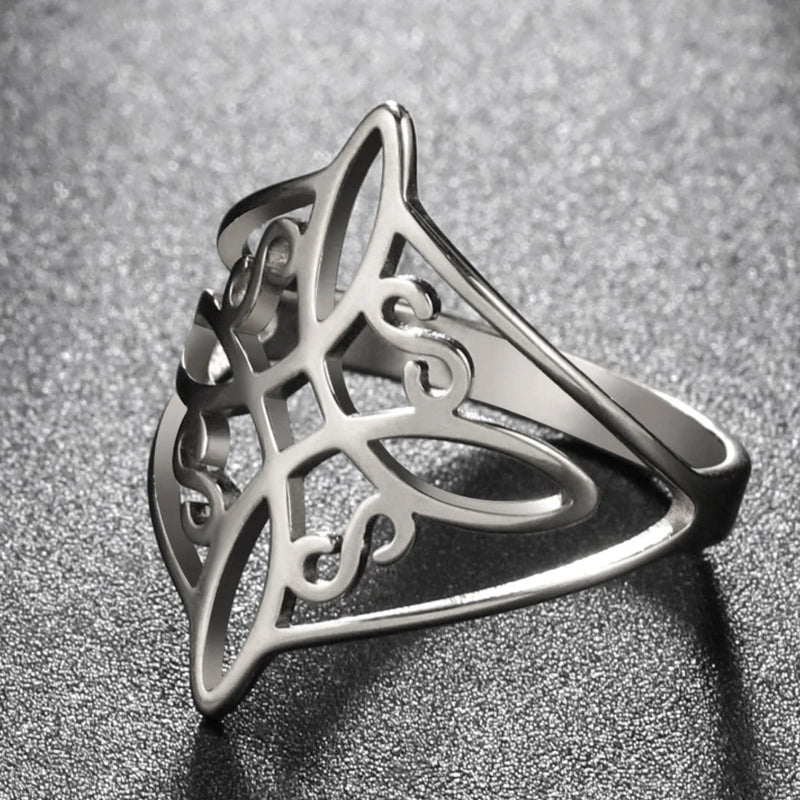 Witch's Knot Protection Ring Men's Women's Wiccan Silver