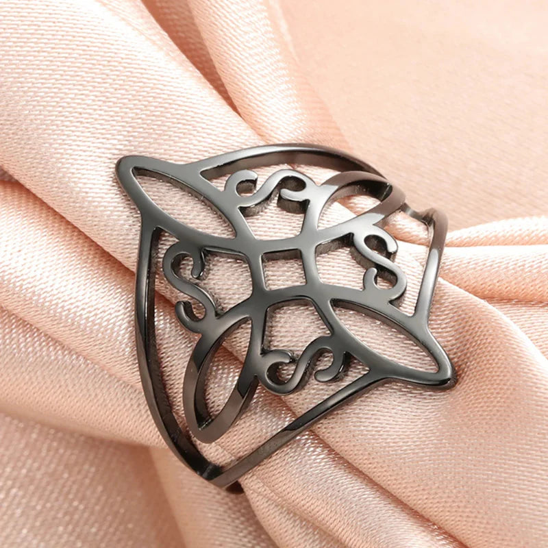 Witch's Knot Protection Ring Men's Women's Wiccan Black