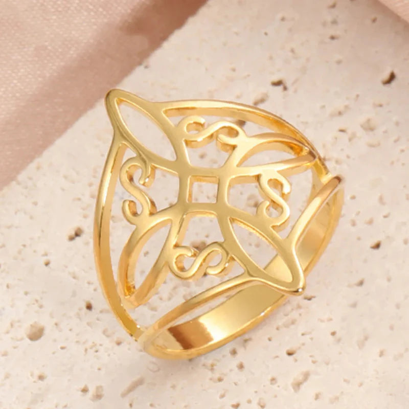 Witch's Knot Protection Ring Men's Women's Wiccan Gold