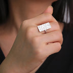 Rectangular ring with Arabic calligraphy - Iman (Faith) silver