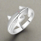 Shark Ring with Silver Zircon