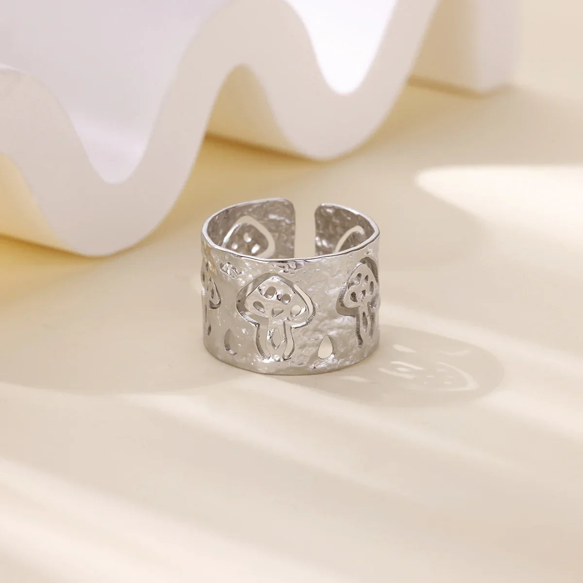 Retro Ring with Silver Mushrooms
