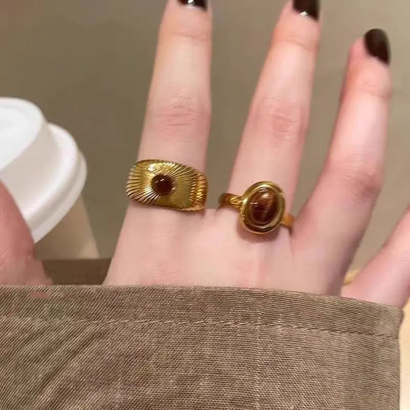 Retro Tiger Eye Protection Ring