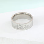 Retro Mountains Lion and Sun silver ring
