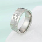 Retro Mountains Lion and Sun silver ring