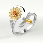 Rotating Bee and Flower Ring