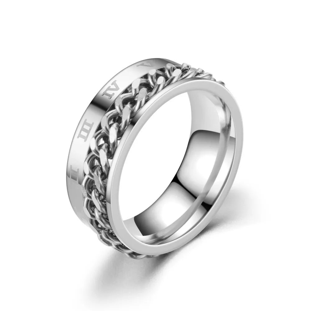 Silver Men's Anti-Stress Rotating Ring