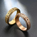 Rotating Ring with Crescent Moons for Men rose gold