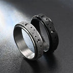 Rotating Ring with Crescent Moons for Men black