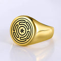 Hecate's Wheel Strophalos Wiccan Witchcraft Ring gold