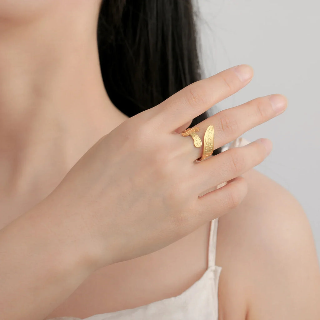 Ring with Ali Zulfiqar sword Arabic symbol gold