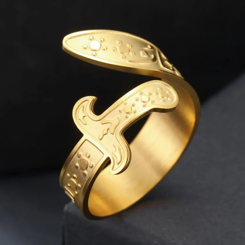 Ring with Ali Zulfiqar sword Arabic symbol gold