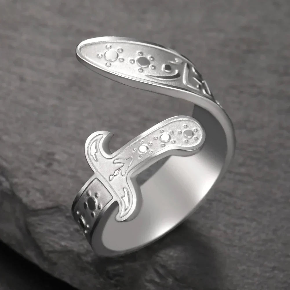 Ring with Ali Zulfiqar sword Arabic symbol silver