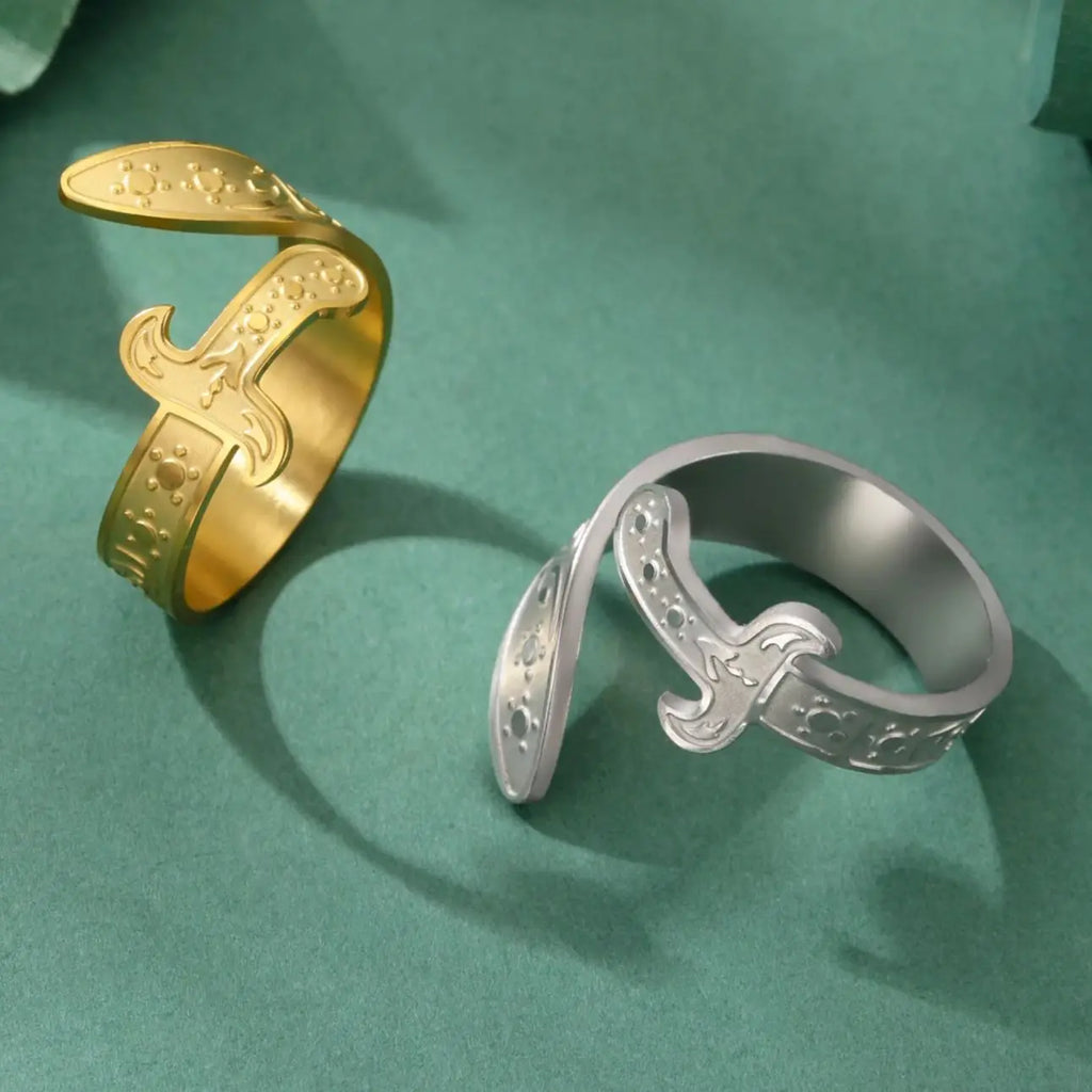 Ring with Ali Zulfiqar sword Arabic symbol gold