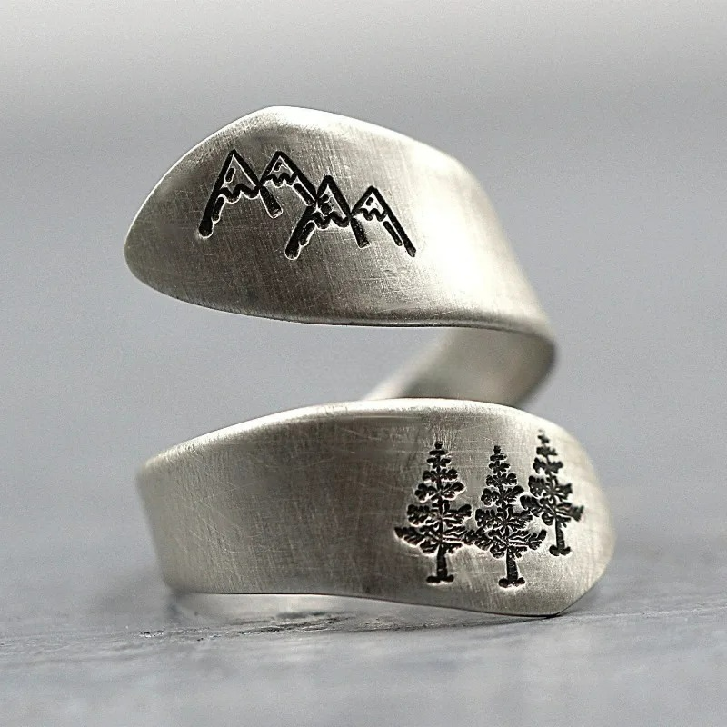 Ring with Pine Trees and Mountains