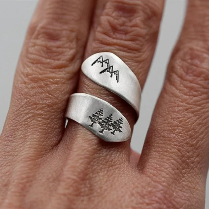 Ring with Pine Trees and Mountains