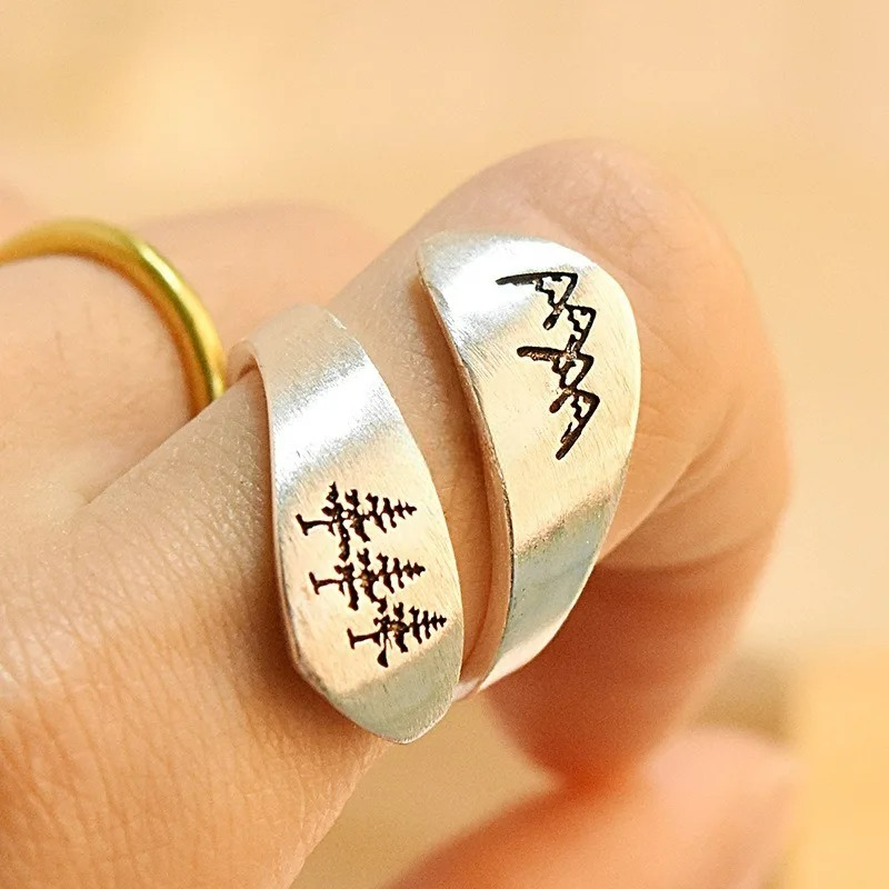 Ring with Pine Trees and Mountains