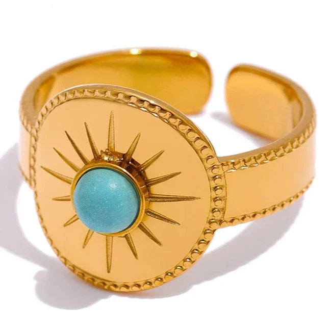 Sun Ring With Blue Stone