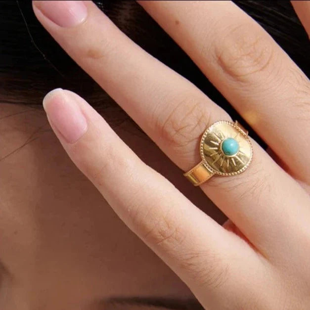Sun Ring With Blue Stone