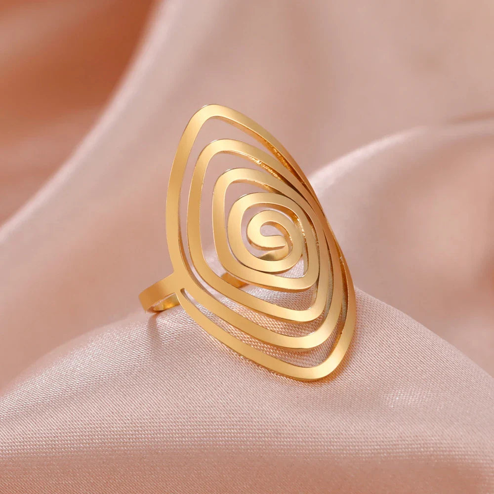 Women's Geometric Spiral Gold Ring