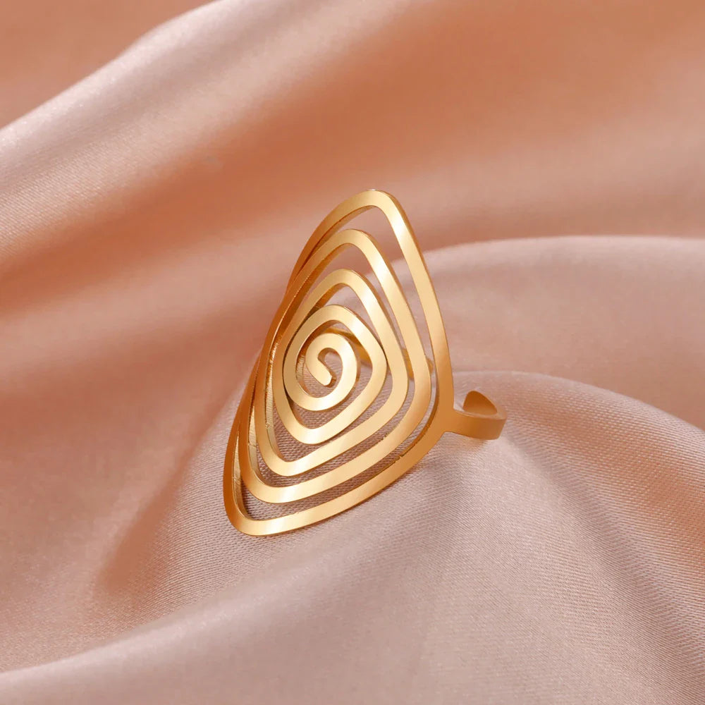 Women's Geometric Spiral Gold Ring