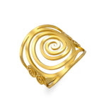 Wide spiral ring for women, gold