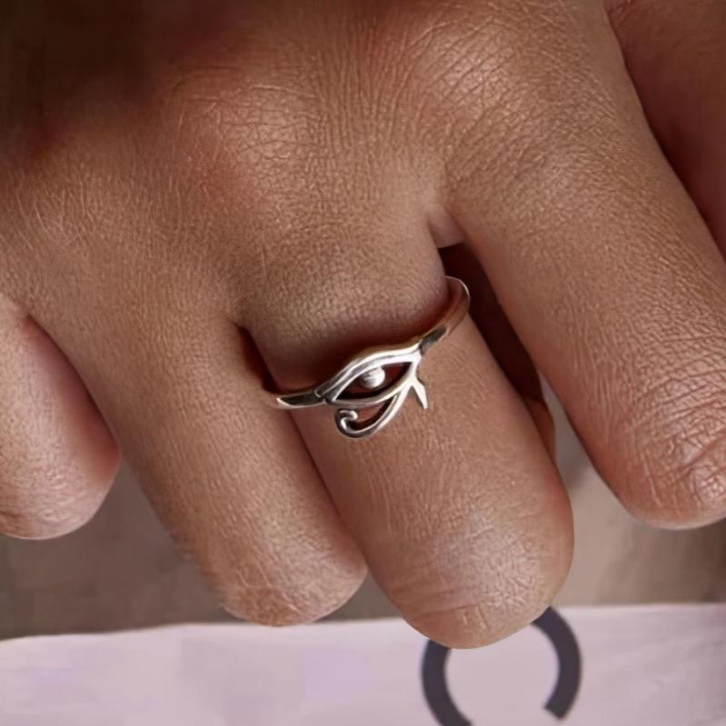 Egyptian Style Eye of Horus Silver Ring