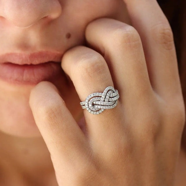 Infinity Symbol Intertwined Ring Women's Zircons
