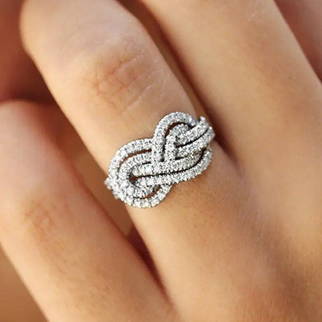 Infinity Symbol Intertwined Ring Women's Zircons