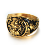 Gold Lion Head Ring