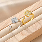 Rotating anti-stress lucky clover ring