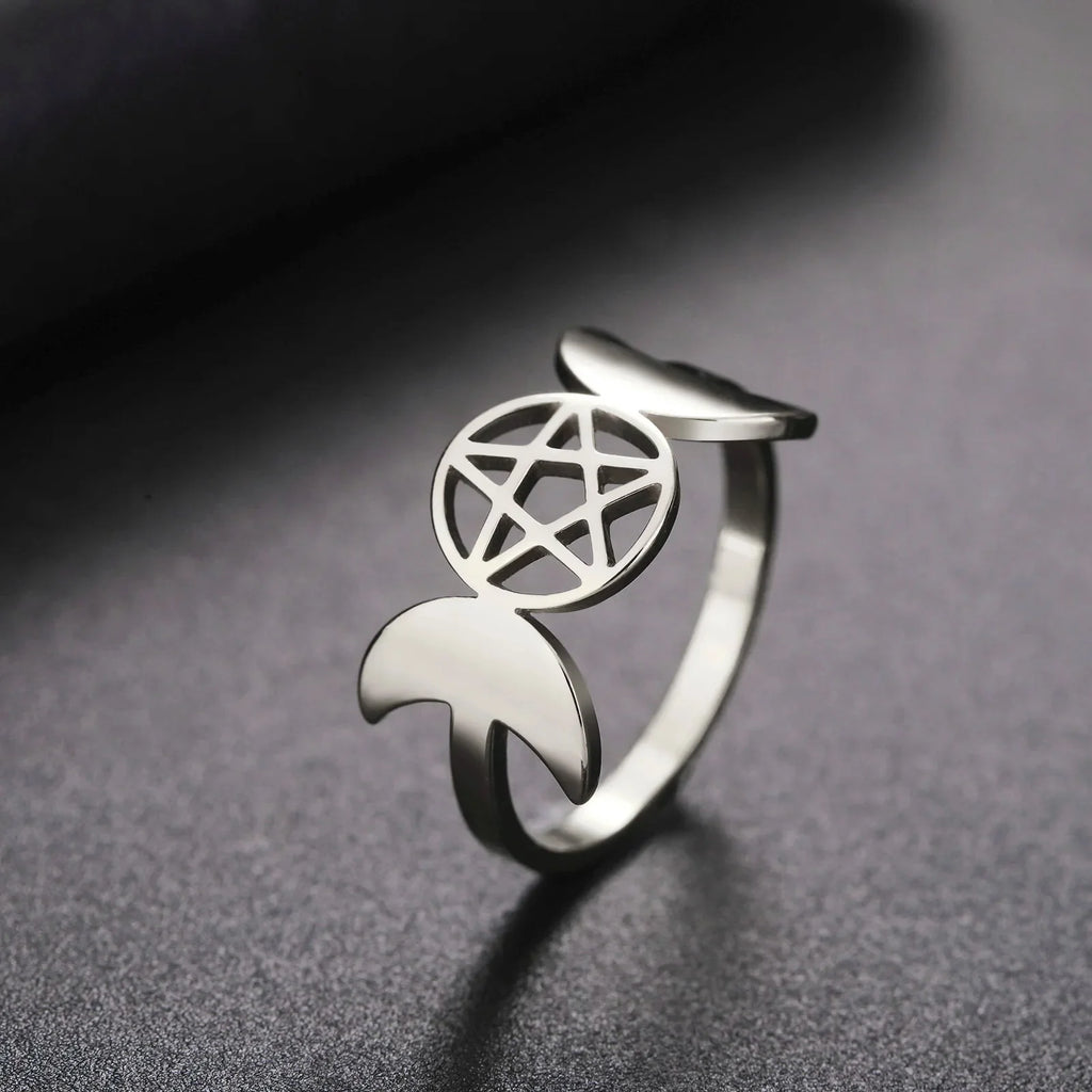 Triple Moon Ring Fine Witchcraft Woman Wiccan silver A