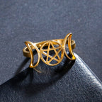 Triple Moon Ring Fine Witchcraft Woman Wiccan gold B