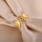 Triple Moon Ring Fine Witchcraft Woman Wiccan gold A