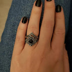Triple Moon Witchcraft Ring Black Wiccan Woman