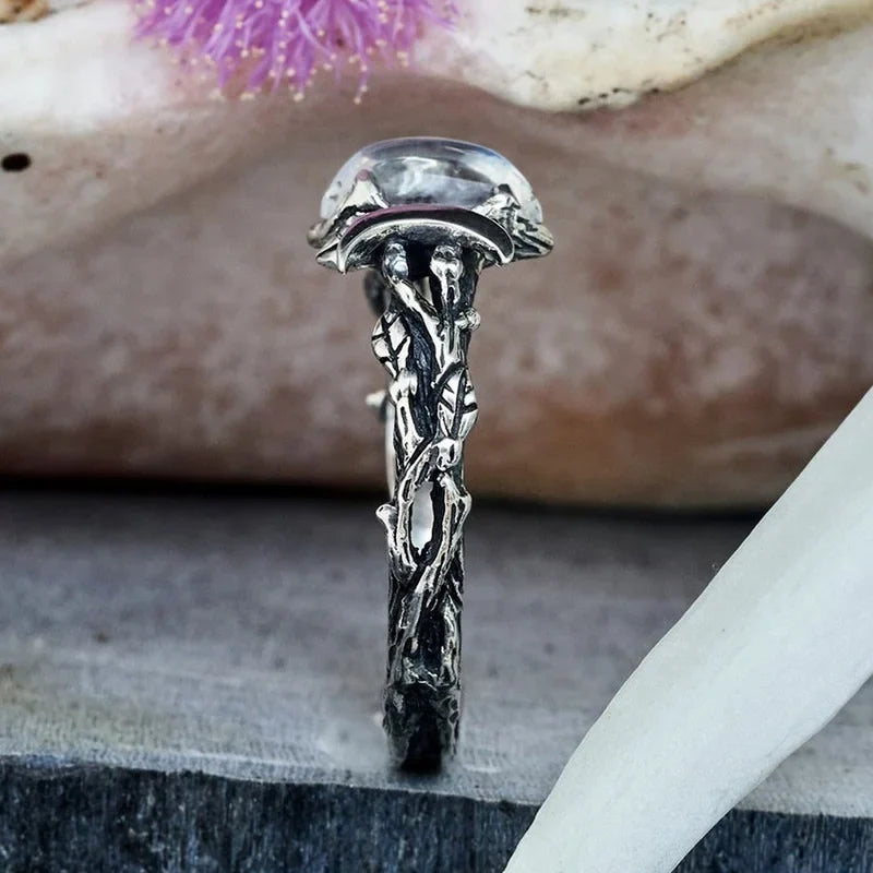 Triple Moon Witchcraft Ring Wiccan Woman Stone