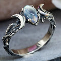 Triple Moon Witchcraft Ring Wiccan Woman Stone