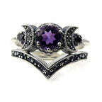 Triple Moon Witchcraft Ring Purple Wiccan Woman