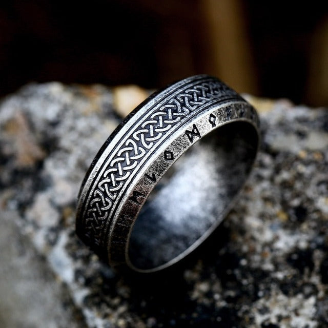 Ancient Viking Ring with Silver Runes