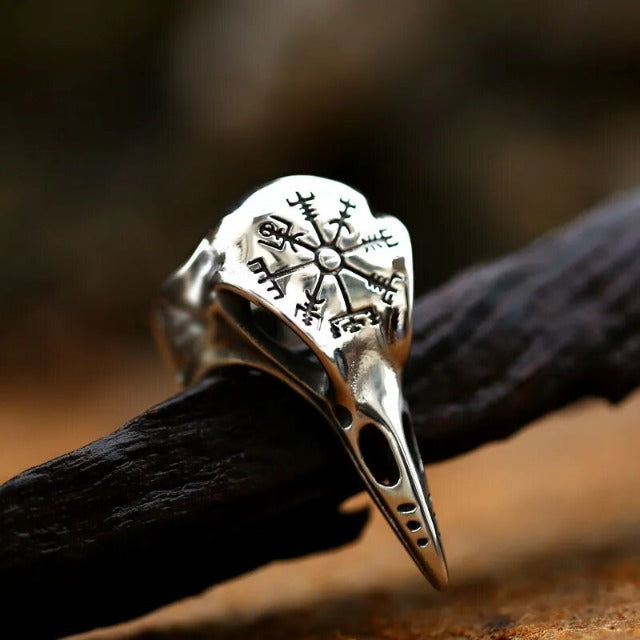 Viking Ring Odin's Raven Skull