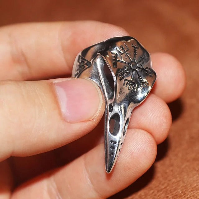 Viking Ring Odin's Raven Skull