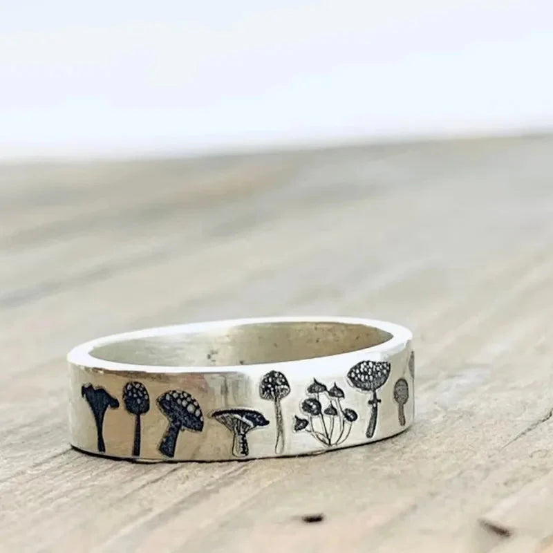Vintage ring with mushrooms