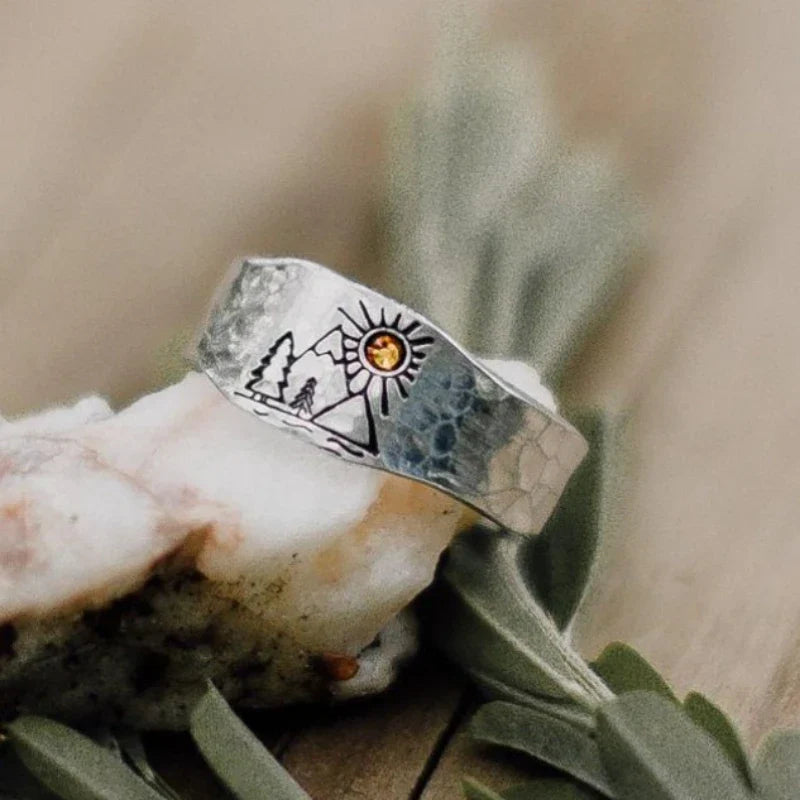 Vintage Ring Mountains and Sun