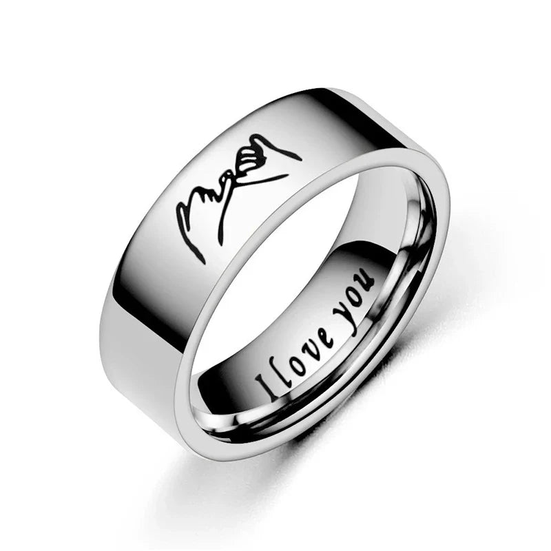 Rings for Couples Love Ring Silver or Black silver