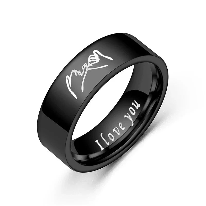 Rings for Couples Love Ring Silver or Black black