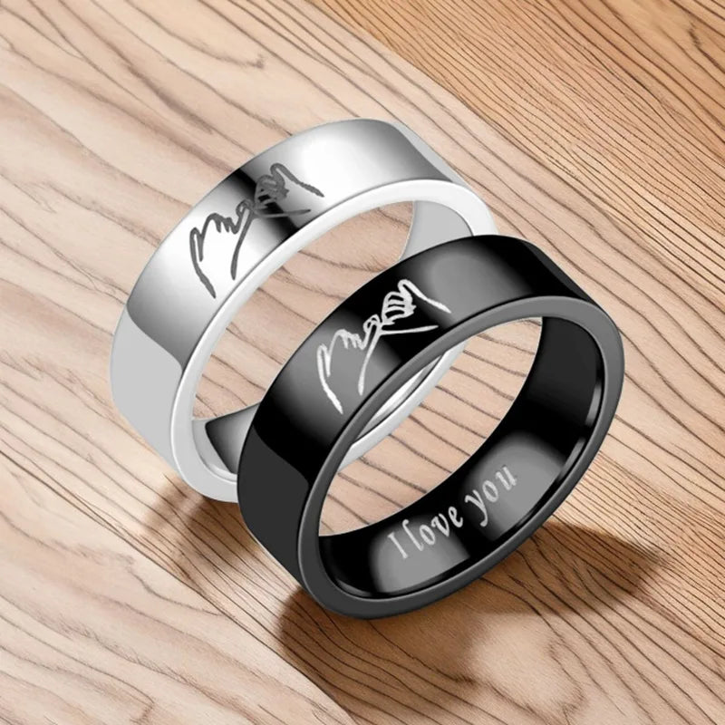 Rings for Couples Love Ring Silver or Black black