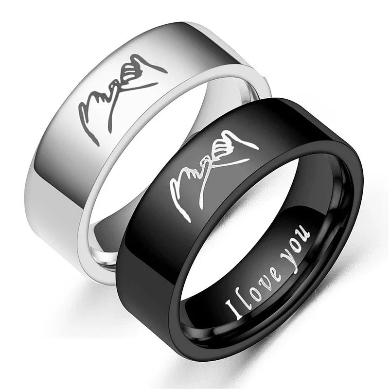 Rings for Couples Love Ring Silver or Black silver